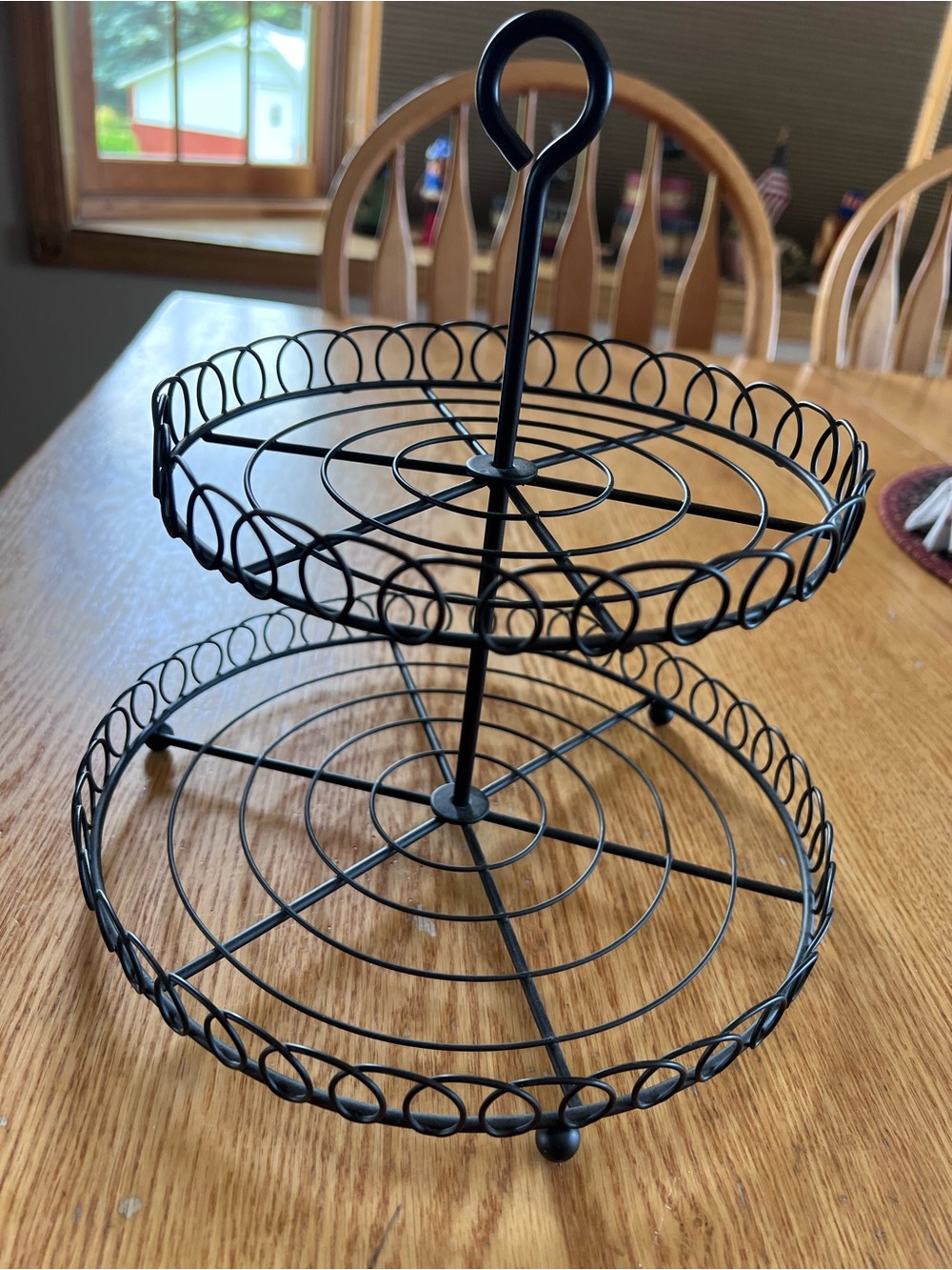 Two-Tier Black Wire Serving Stand for displaying decor or treats- cupcakes
